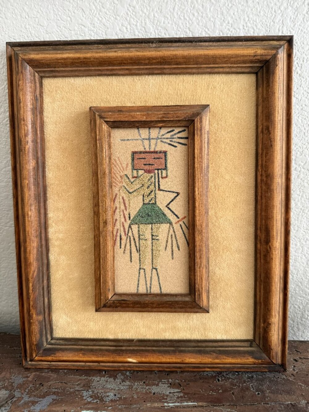 Vintage “Seed Blessing” Sand Art, Navajo Creation Story Theme, Signed E. Allen